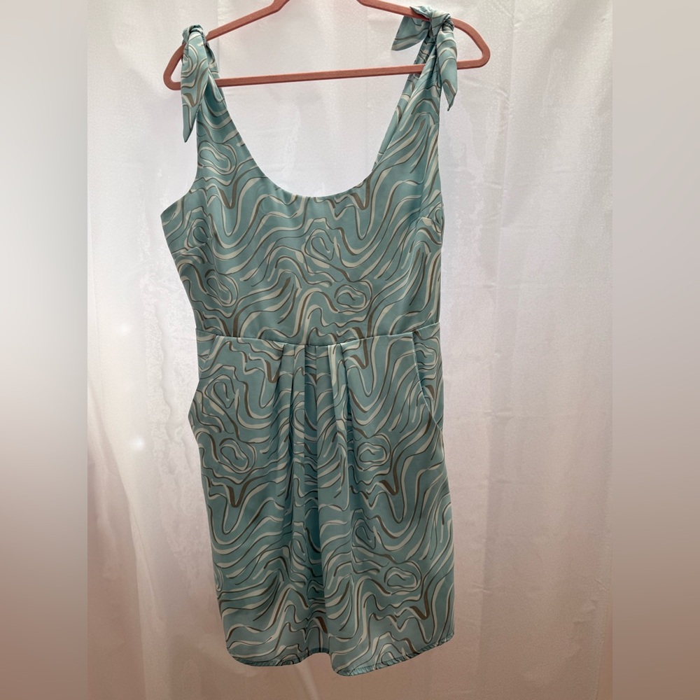 Bar III Teal and Brown Swirl Midi Dress (A25)